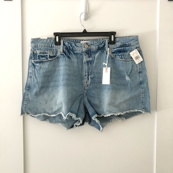 Good American Blue Cut Off Shorts 18 - Picture 2 of 9
